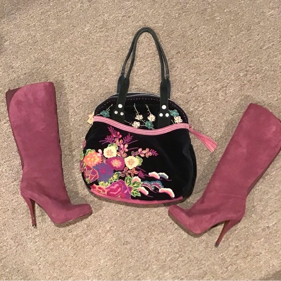 Enzo Angiolini Yabbo Suede Purple/Burgundy High Heel Knee Length Boot Size 7.5 - Picture 10 of 17